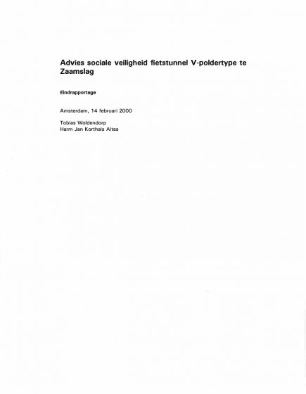 Advies sociale veiligheid fietstunnel V-poldertype te Zaamslag – Advies sociale veiligheid fietstunnel V-poldertype te Zaamslag