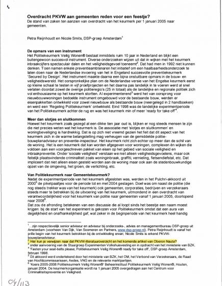 Overdracht PKVW aan gemeenten – Overdracht PKVW aan gemeenten