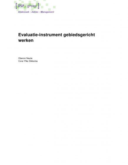 Evaluatie-instrument gebiedsgericht werken – Evaluatie-instrument gebiedsgericht werken