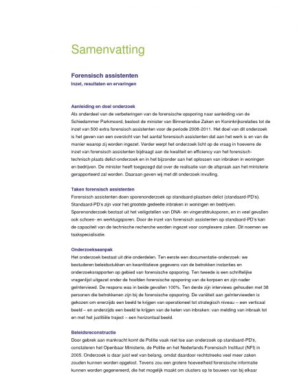 Forensisch assistenten – Samenvatting Nederlands