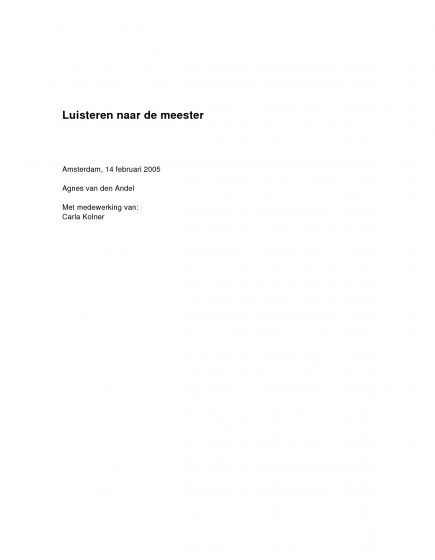 Luisteren naar de meester – Luisteren naar de meester
