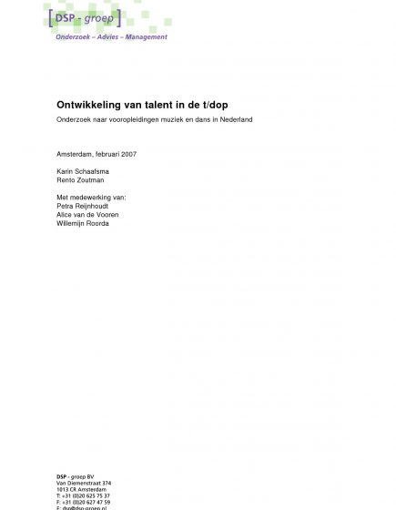 Ontwikkeling van talent in de t/dop