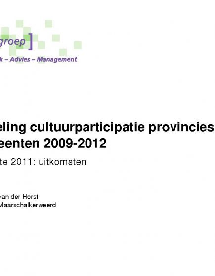 Cultuurparticipatie 2009-2012 – Uitkomsten digitale enquête 2011