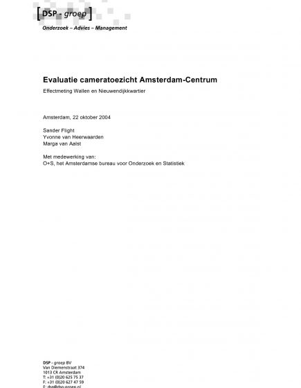 Evaluatie cameratoezicht Amsterdam-Centrum – Evaluatie cameratoezicht Amsterdam-Centrum