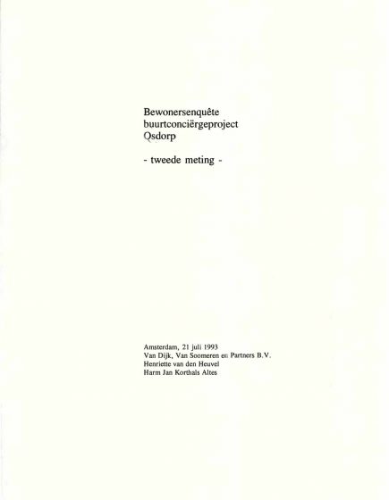 Bewonersenquête buurtconciërgeproject Osdorp, tweede meting – Bewonersenquête buurtconciërgeproject Osdorp, tweede meting