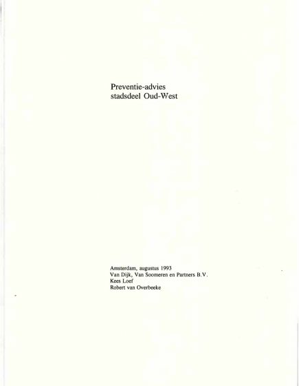 Preventie-advies stadsdeel Oud-West – Preventie-advies stadsdeel Oud-West