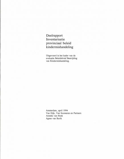 Deelrapport inventarisatie provinciaal beleid kindermishandeling – Deelrapport inventarisatie provinciaal beleid kindermishandeling