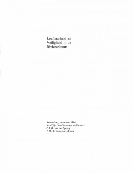 Leefbaarheid en Veiligheid in de Rivierenbuurt – Leefbaarheid en Veiligheid in de Rivierenbuurt