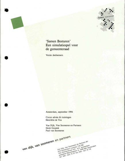 Samen besturen; Een simulatiespel voor de gemeenteraad Versie deelnemers – Samen besturen; Een simulatiespel voor de gemeenteraad Versie deelnemers