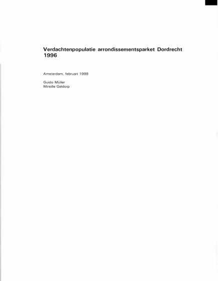 Verdachtenpopulatie arrondissementsparket Dordrecht 1996 – Verdachtenpopulatie arrondissementsparket Dordrecht 1996