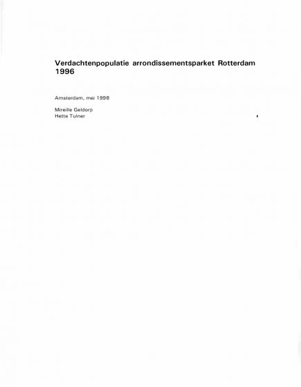 Verdachtenpopulatie arrondissementsparket Rotterdam 1996. – Verdachtenpopulatie arrondissementsparket Rotterdam 1996.