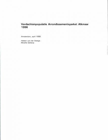 Verdachtenpopulatie arrondissementsparket Alkmaar 1996 – Verdachtenpopulatie arrondissementsparket Alkmaar 1996