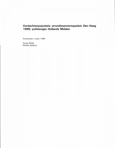 Verdachtenpopulatie arrondissementsparket Den Haag 1996. Politieregio Hollands Midden. – Verdachtenpopulatie arrondissementsparket Den Haag 1996. Politieregio Hollands Midden.