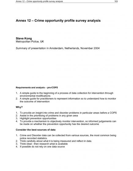 Crime opportunity profile survey analysis, UK – Crime opportunity profile survey analysis, UK