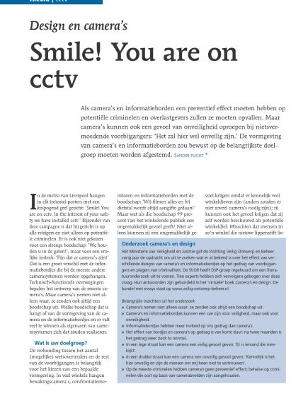 Camera’s en design – Artikel Security Management: Smile you are on cctv