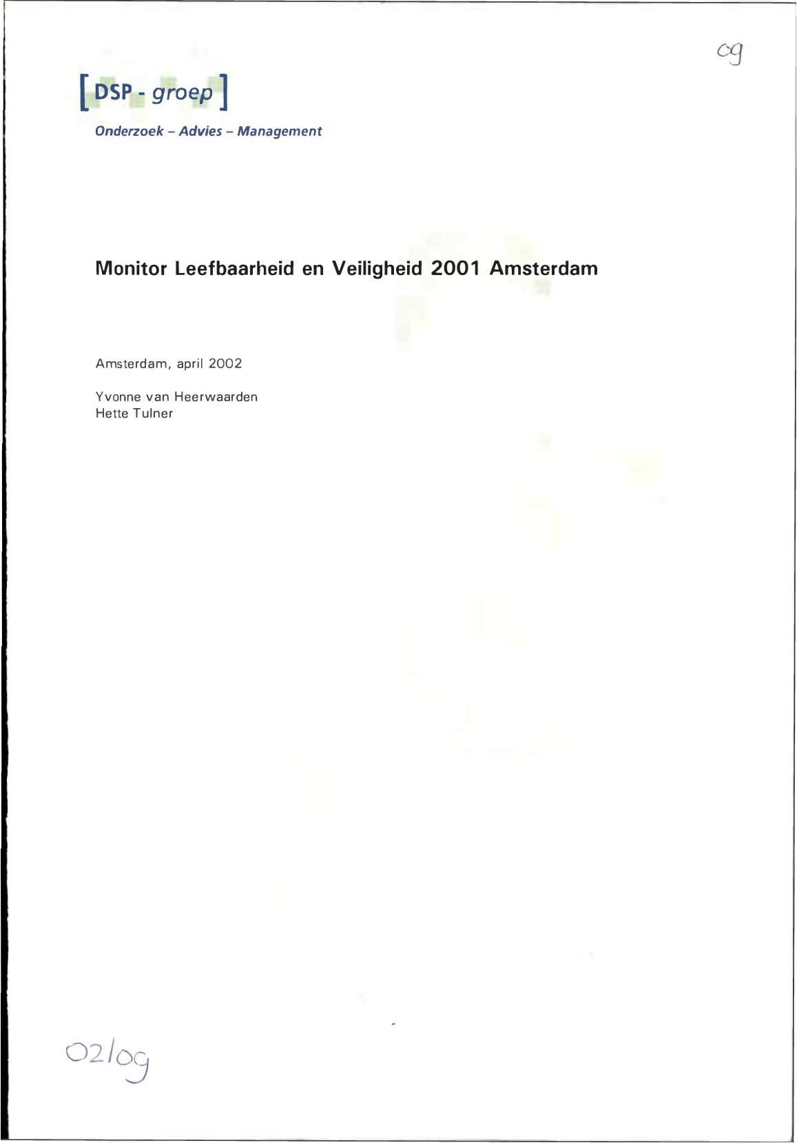 Monitor Leefbaarheid en Veiligheid 2001 Amsterdam