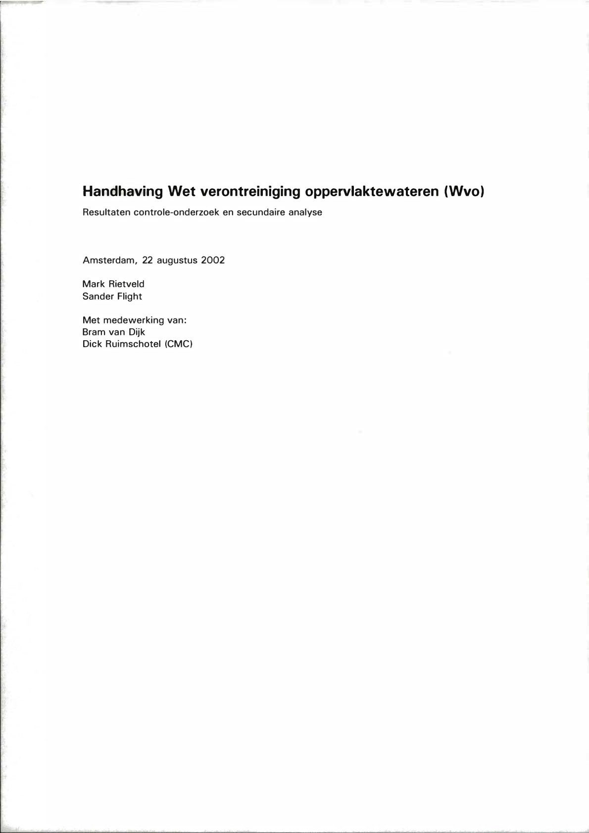 Handhaving Wet verontreiniging oppervlaktewateren (Wvo)
