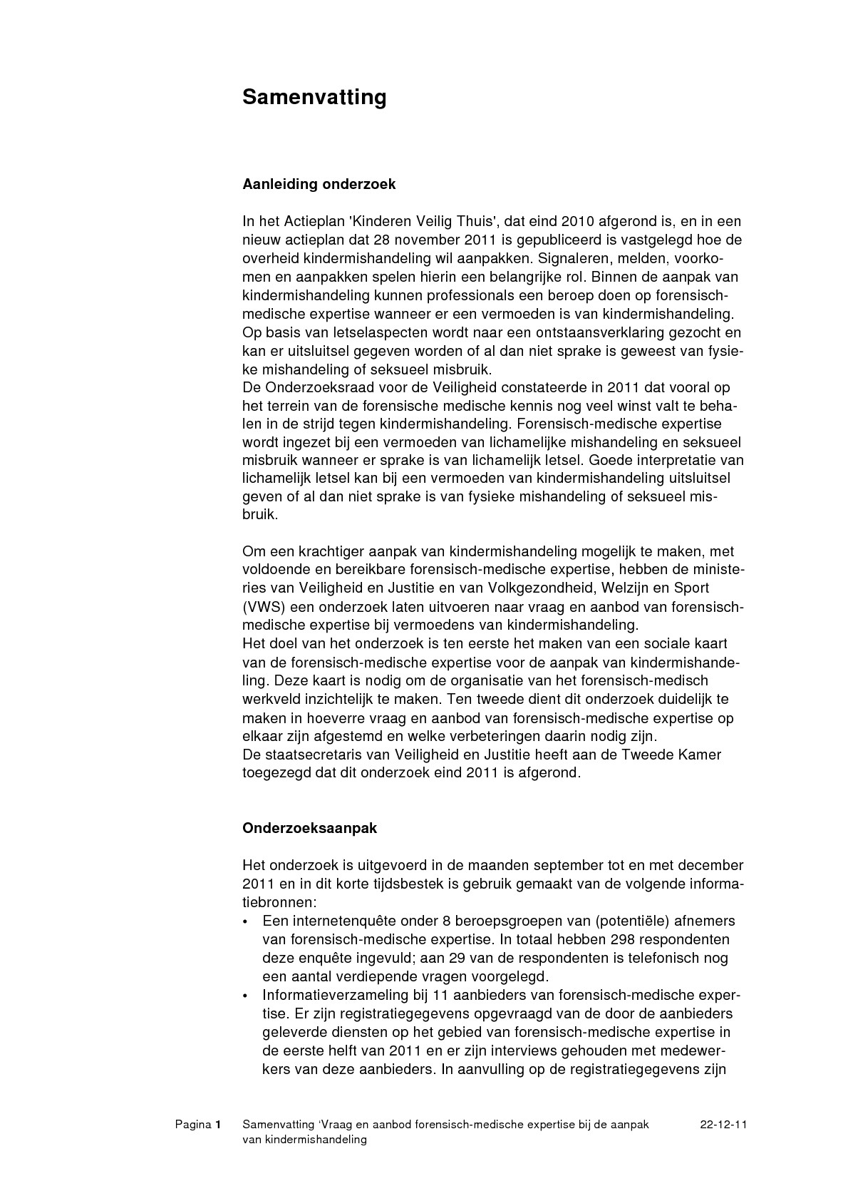Samenvatting Forensisch medische expertise kindermishandeling