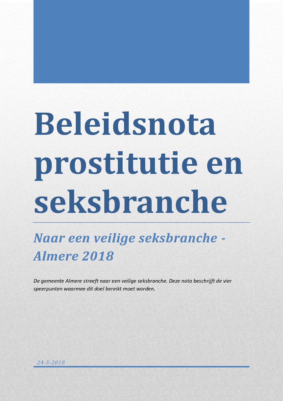 Beleidsnota prostitutie en seksbranche Almere