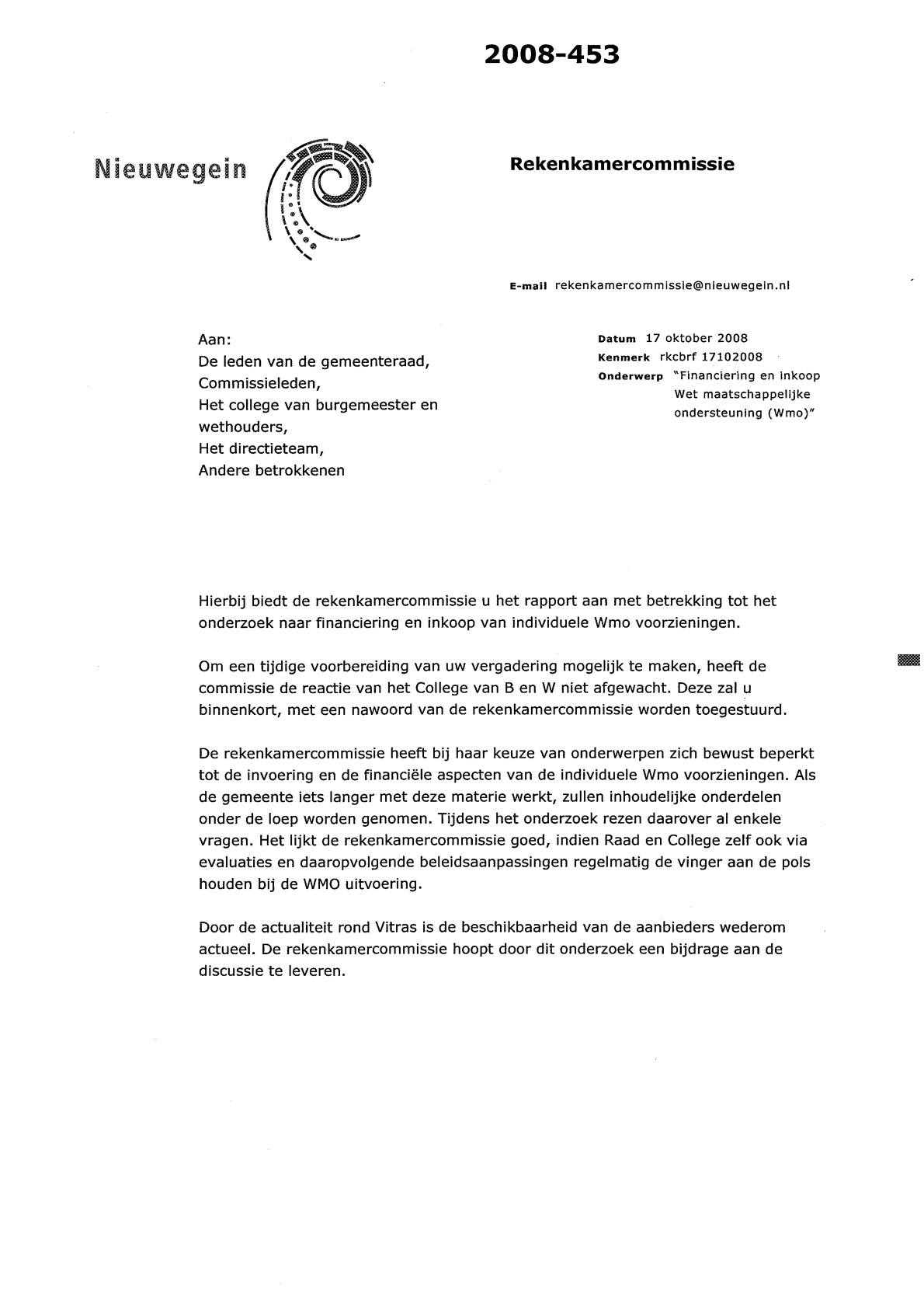Financiering en inkoop van de Wet maatschappelijke ontwikkeling (Wmo)