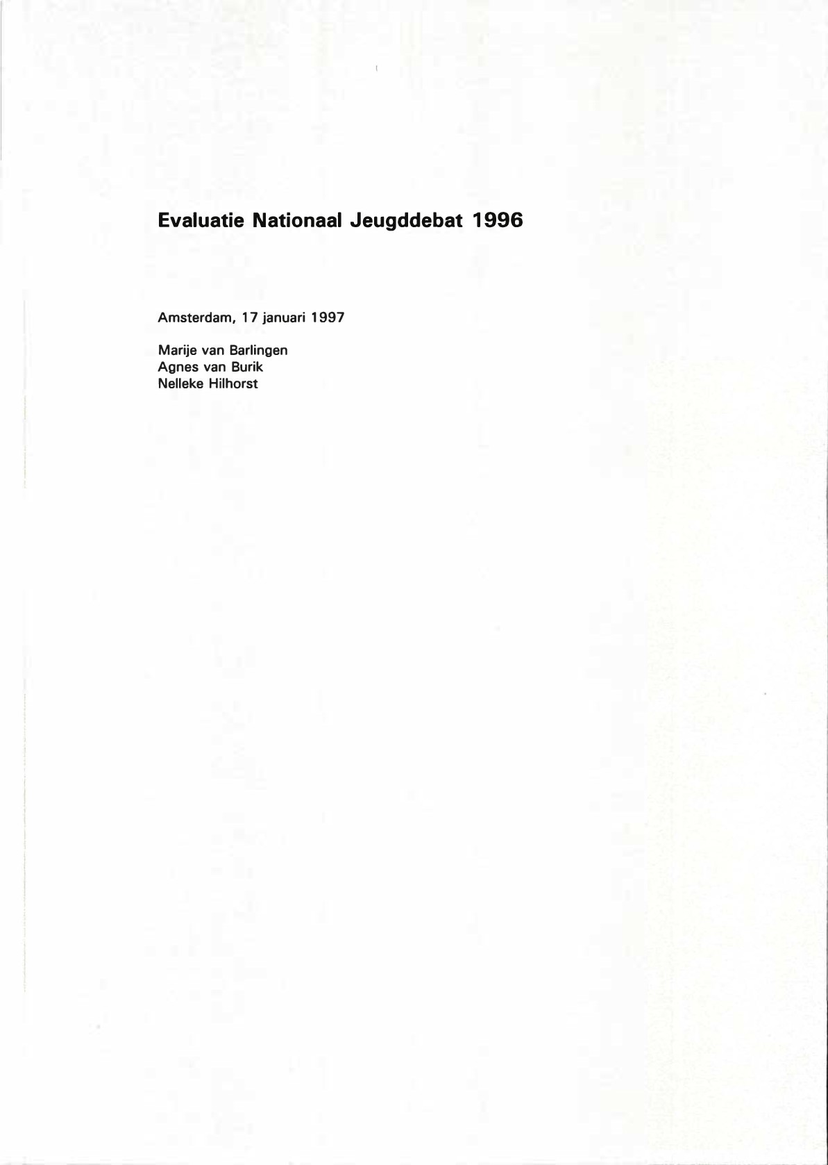 Evaluatie Nationaal Jeugddebat 1996