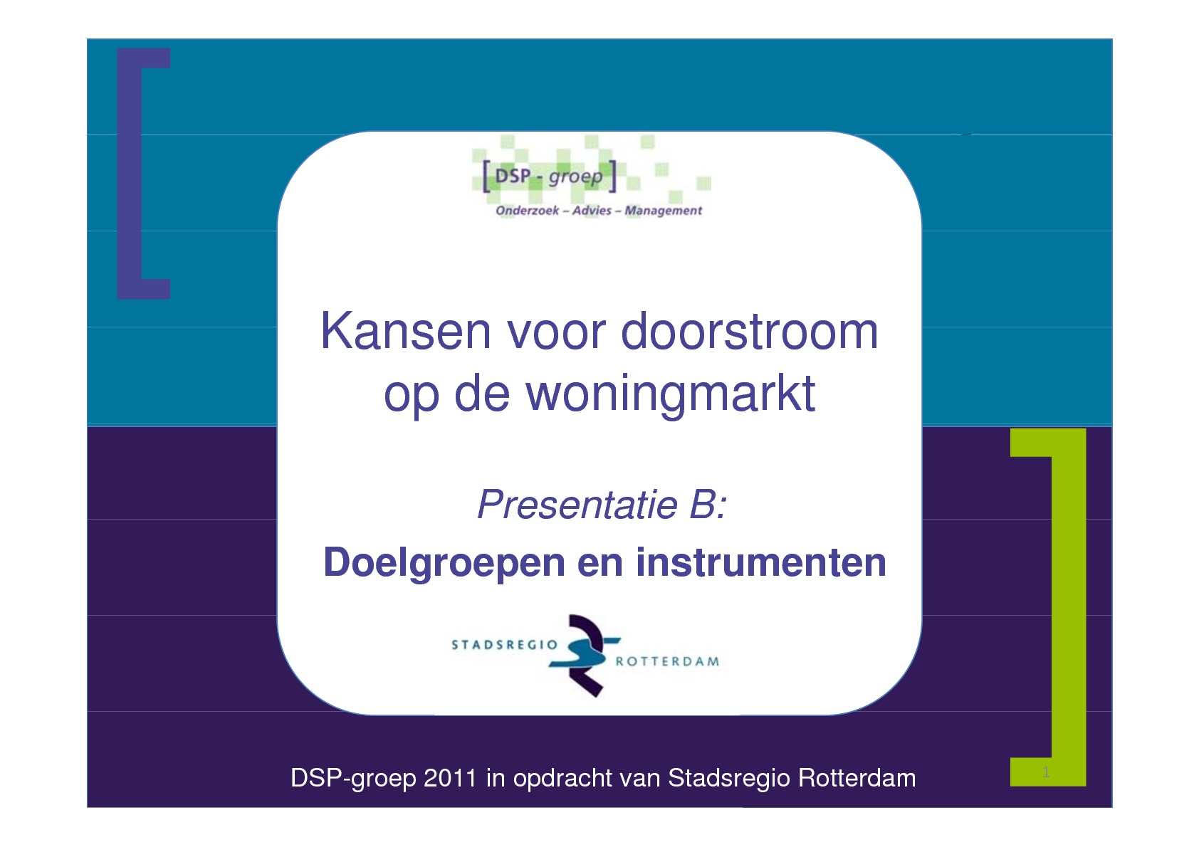 Kansen voor doorstroom op de woningmarkt in stadsregio Rotterdam – Powerpoint beeldboek B instrumenten